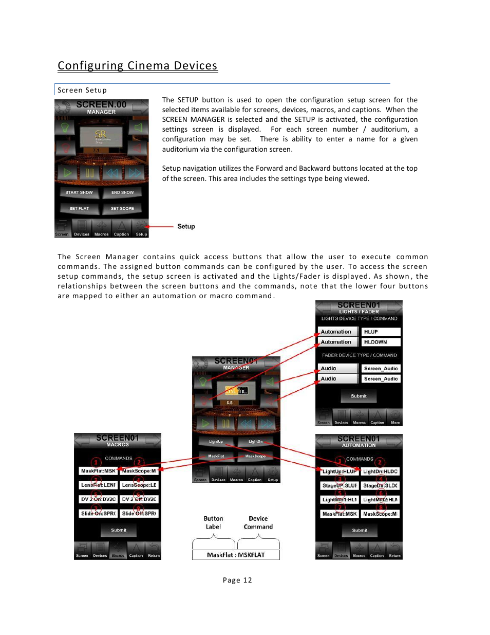 Configuring cinema devices | USL RTM-100 User Manual | Page 12 / 15