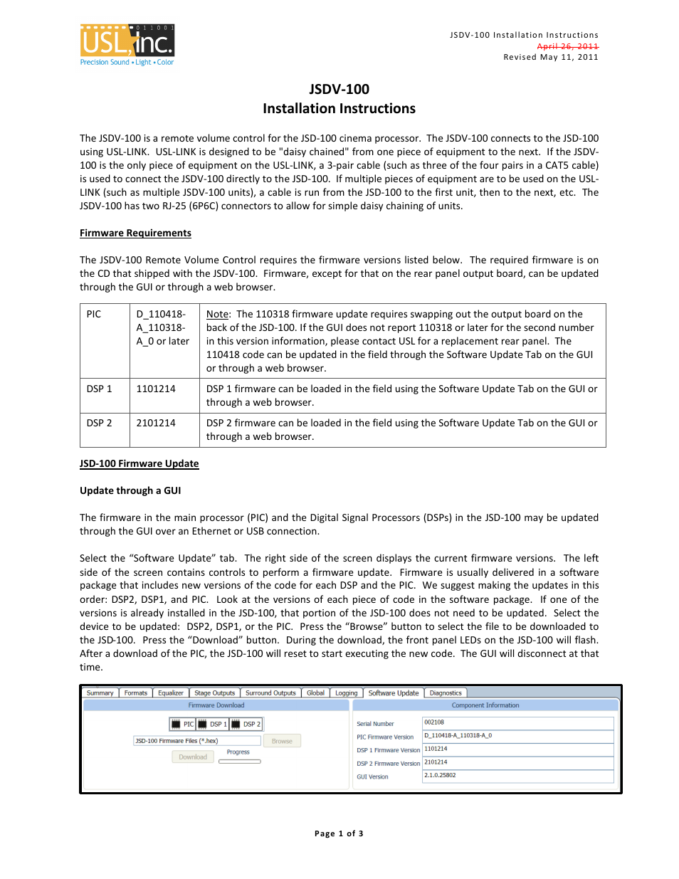 USL JSDV-100 User Manual | 3 pages