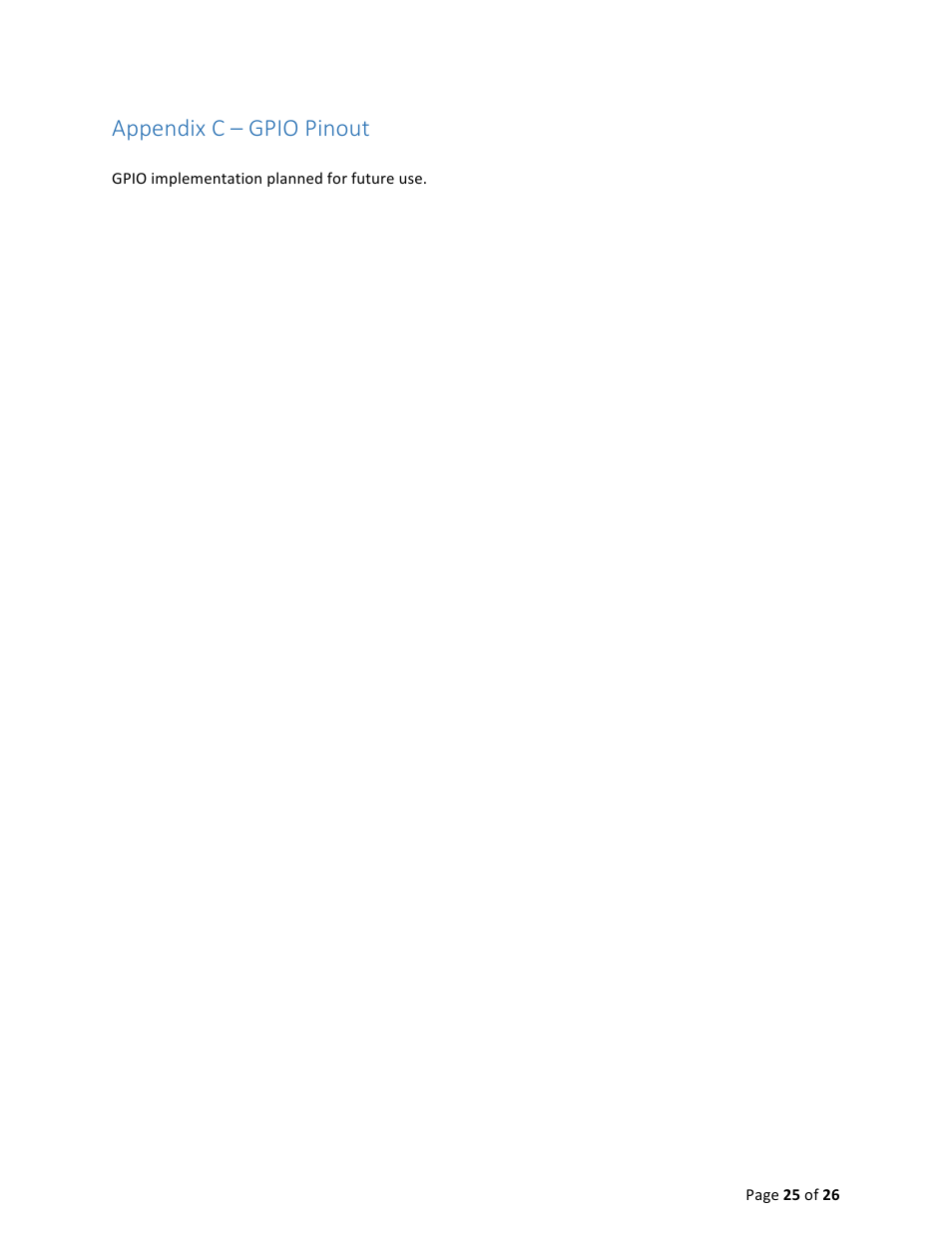 Appendix c – gpio pinout | USL HSW-602 User Manual | Page 25 / 26