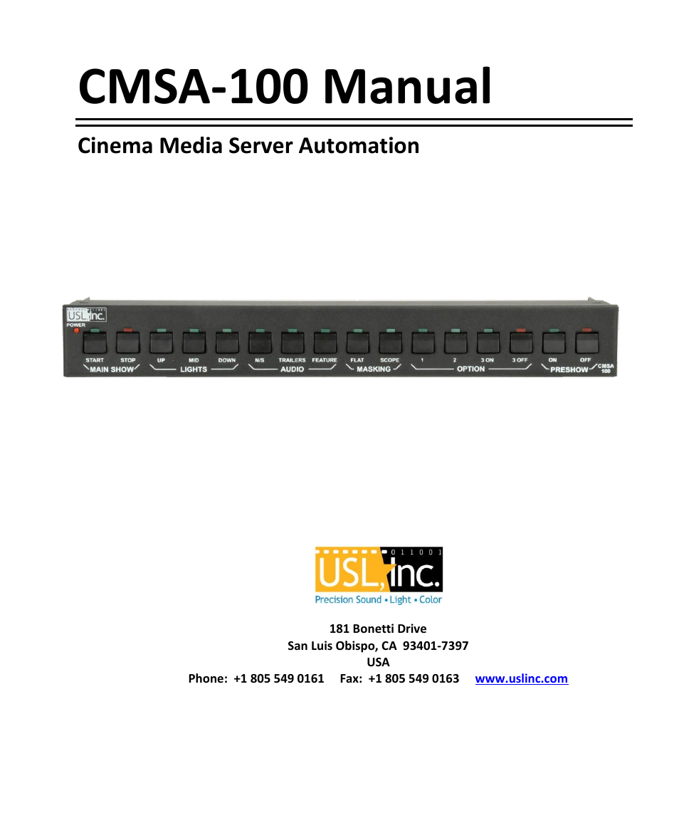 USL CMSA-100 User Manual | 12 pages