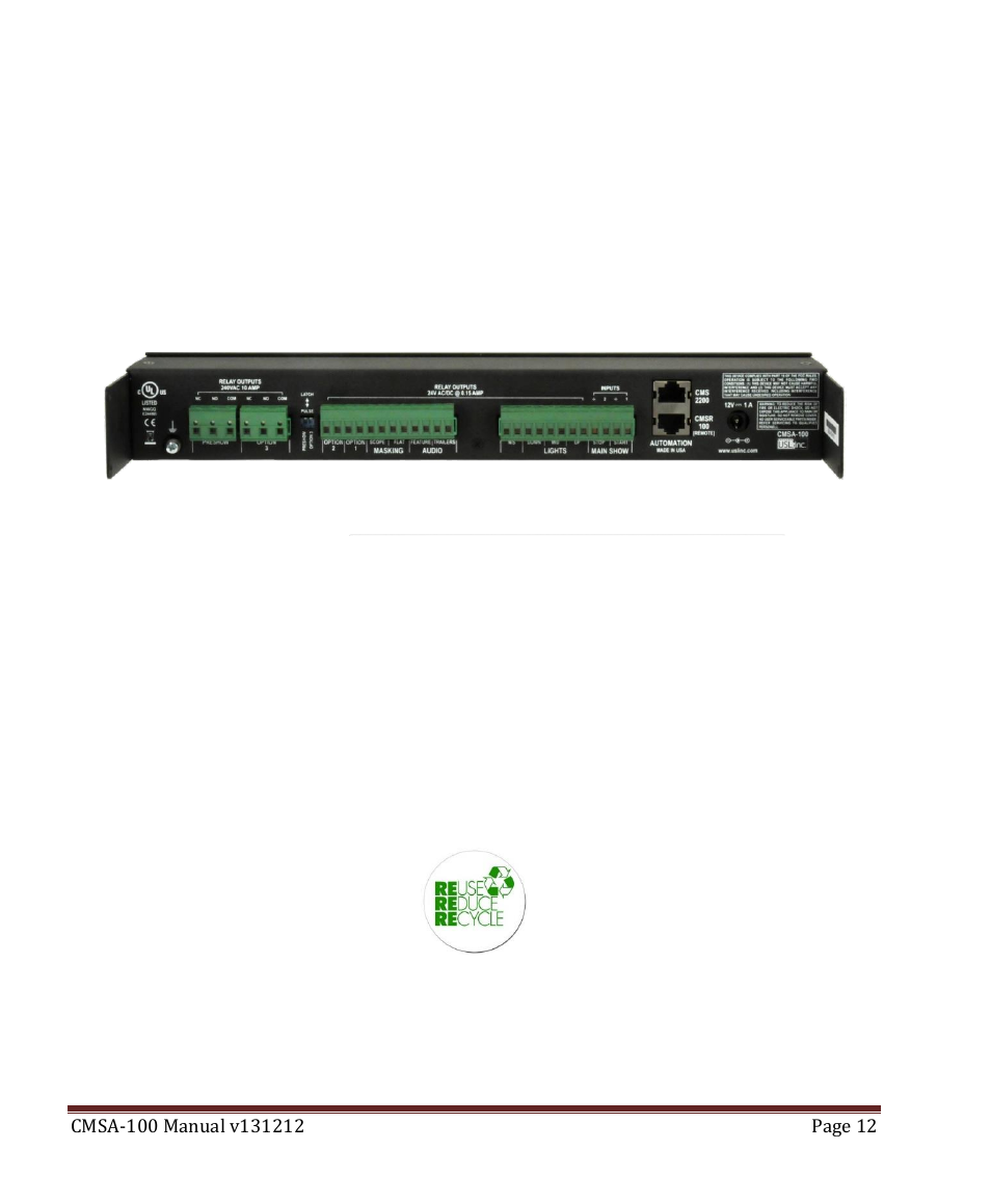 USL CMSA-100 User Manual | Page 12 / 12