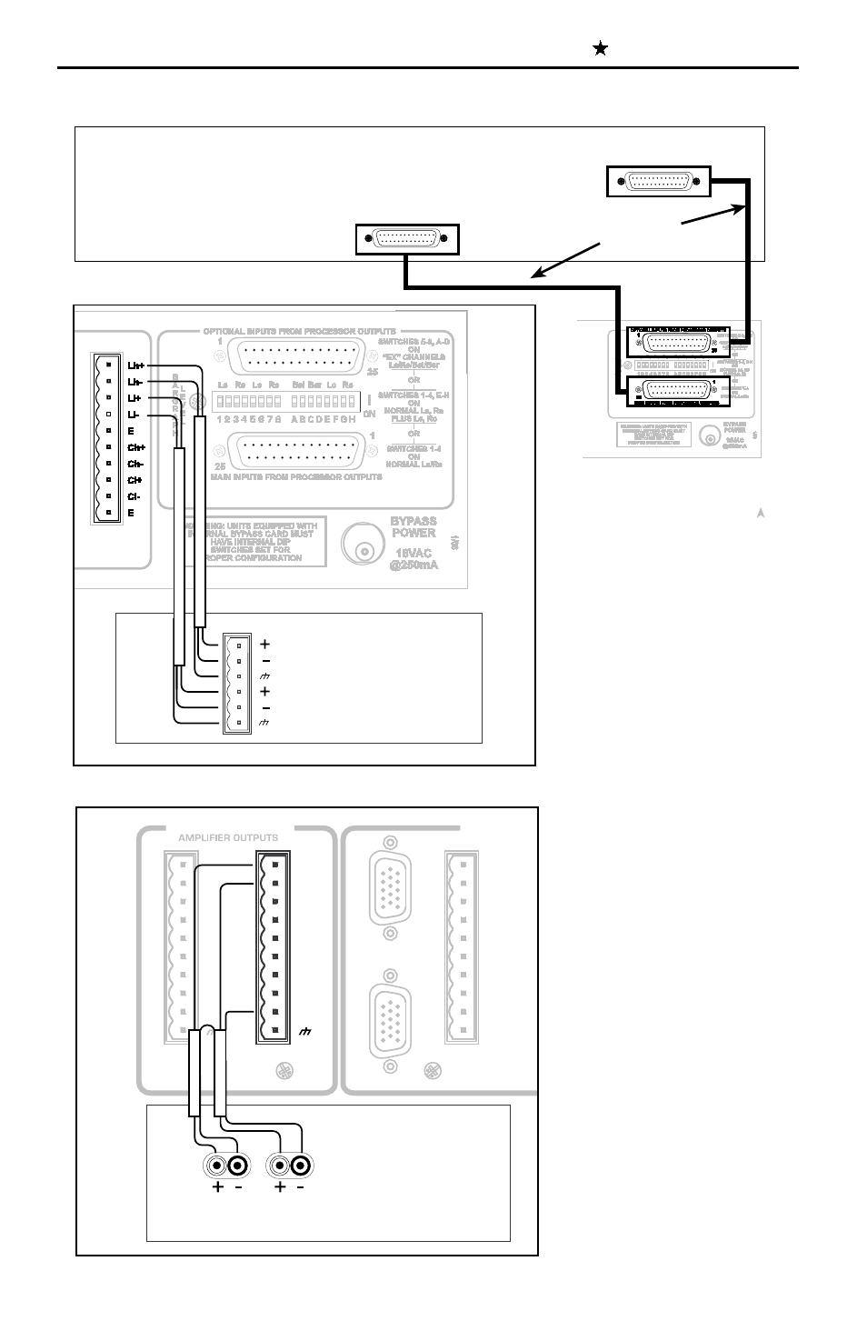 Db-25 cables cinema processor, Lefthigh/low amplifier input, Terminal wiring diagram | Cm series, Ultra stereo labs, inc, Left high/low amplifier output, Nstruction, Anual | USL CM-Series (8 Channel) User Manual | Page 10 / 14