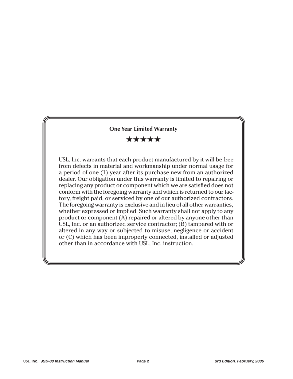 USL JSD-80 Manual User Manual | Page 2 / 39
