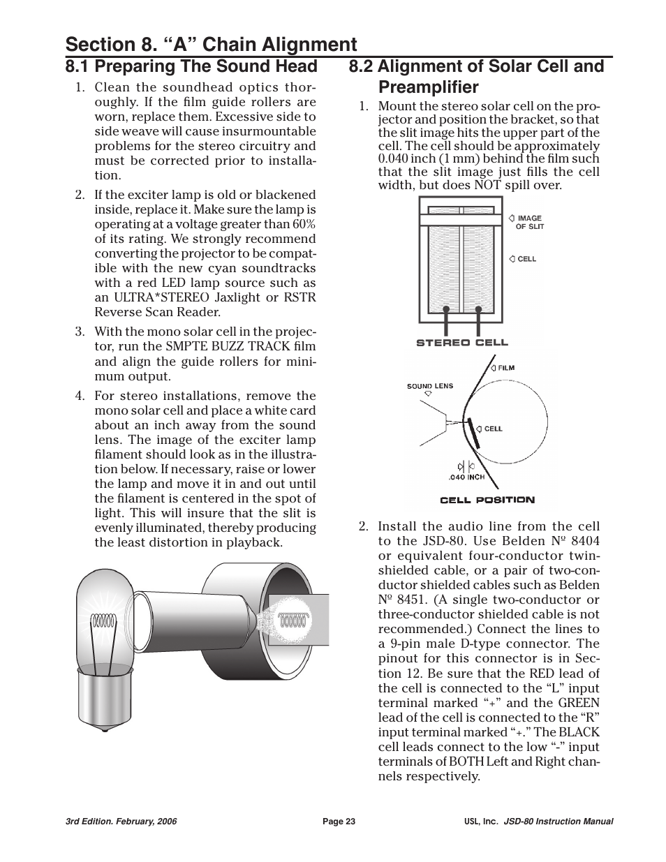 1 preparing the sound head, 2 alignment of solar cell and preampliﬁ er | USL JSD-80 Manual User Manual | Page 23 / 39