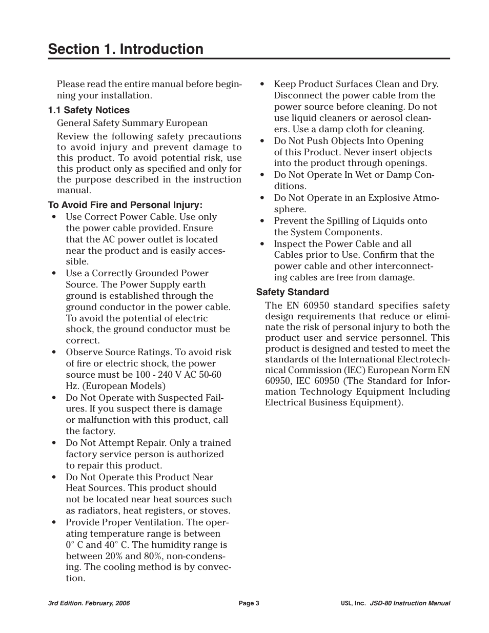 USL JSD-80 Manual User Manual | Page 3 / 39