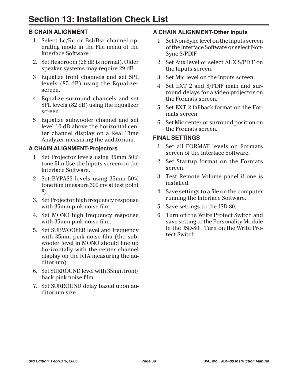 USL JSD-80 Manual User Manual | Page 39 / 39