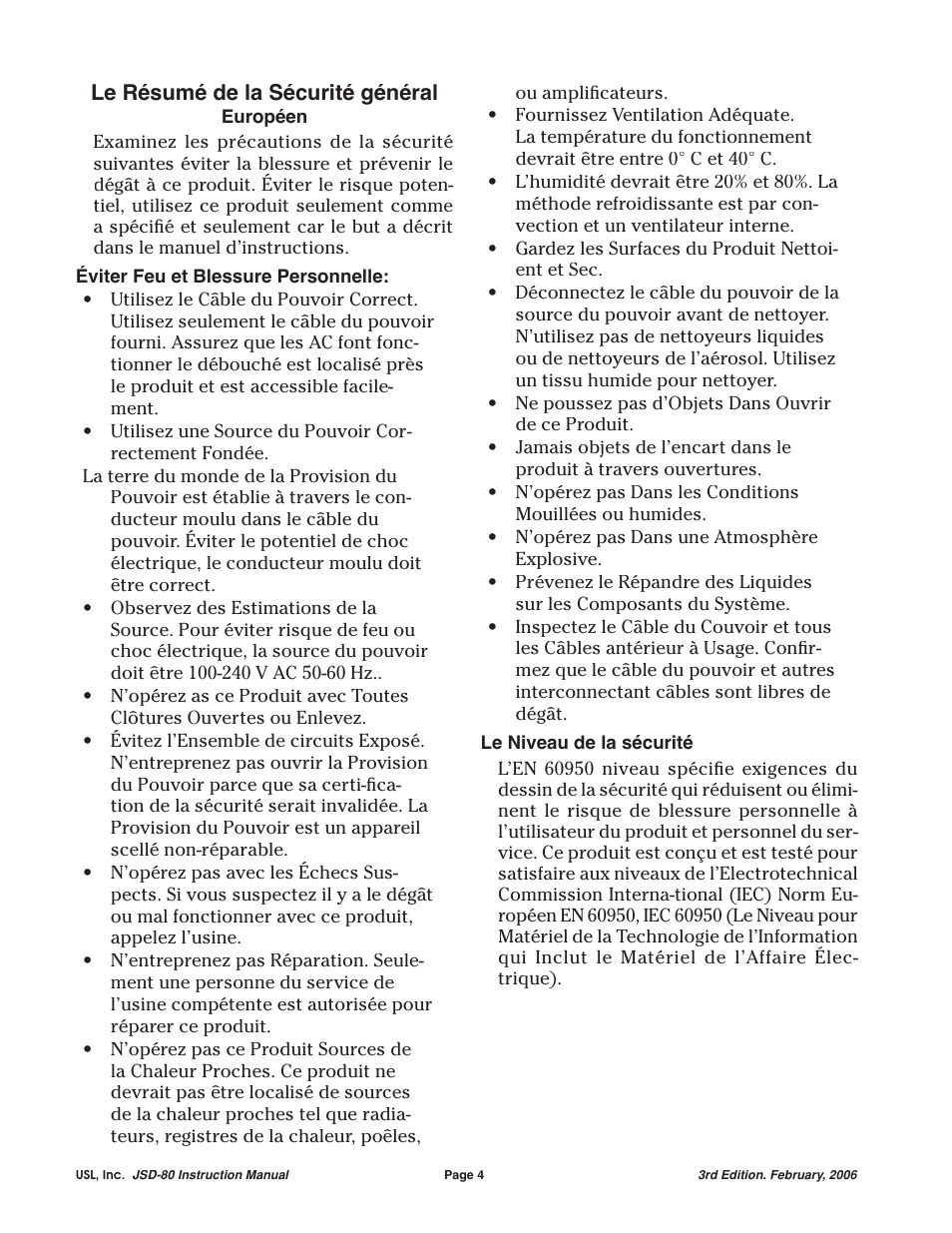 USL JSD-80 Manual User Manual | Page 4 / 39