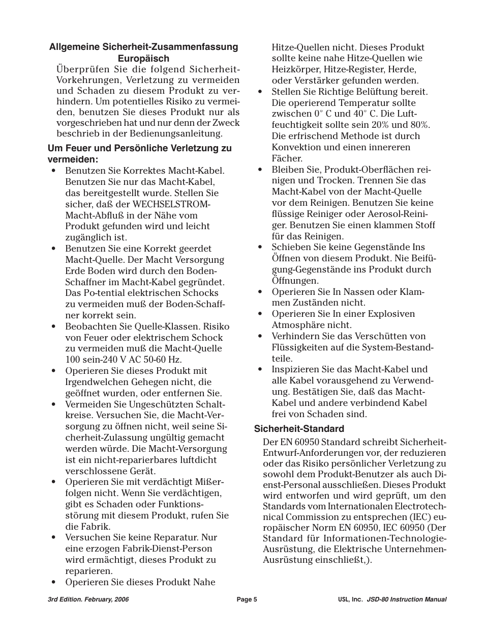 USL JSD-80 Manual User Manual | Page 5 / 39