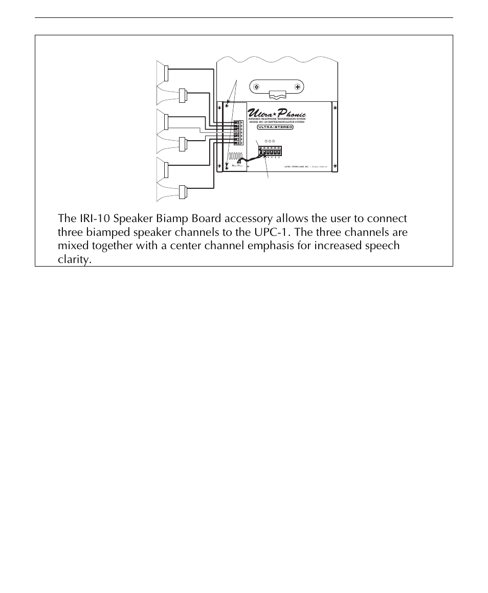 Left woofer, Left hf horn, Center woofer | Center hf horn, Right woofer, Right hf horn | USL UPC-2 User Manual | Page 10 / 12