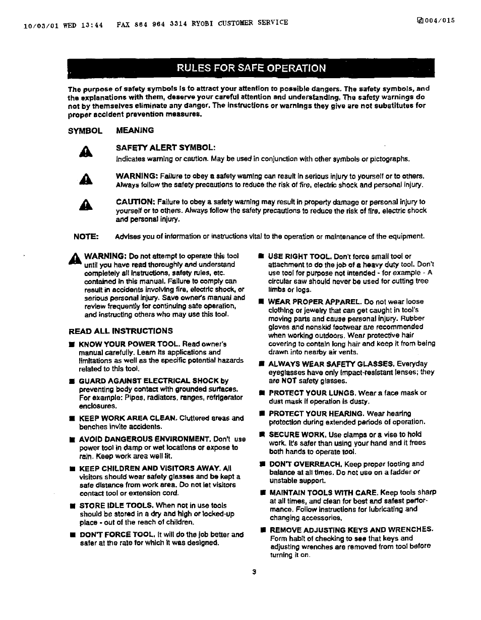 Rules for safe operation, Rules for safe operation -5 | Craftsman 973.111430 User Manual | Page 3 / 14