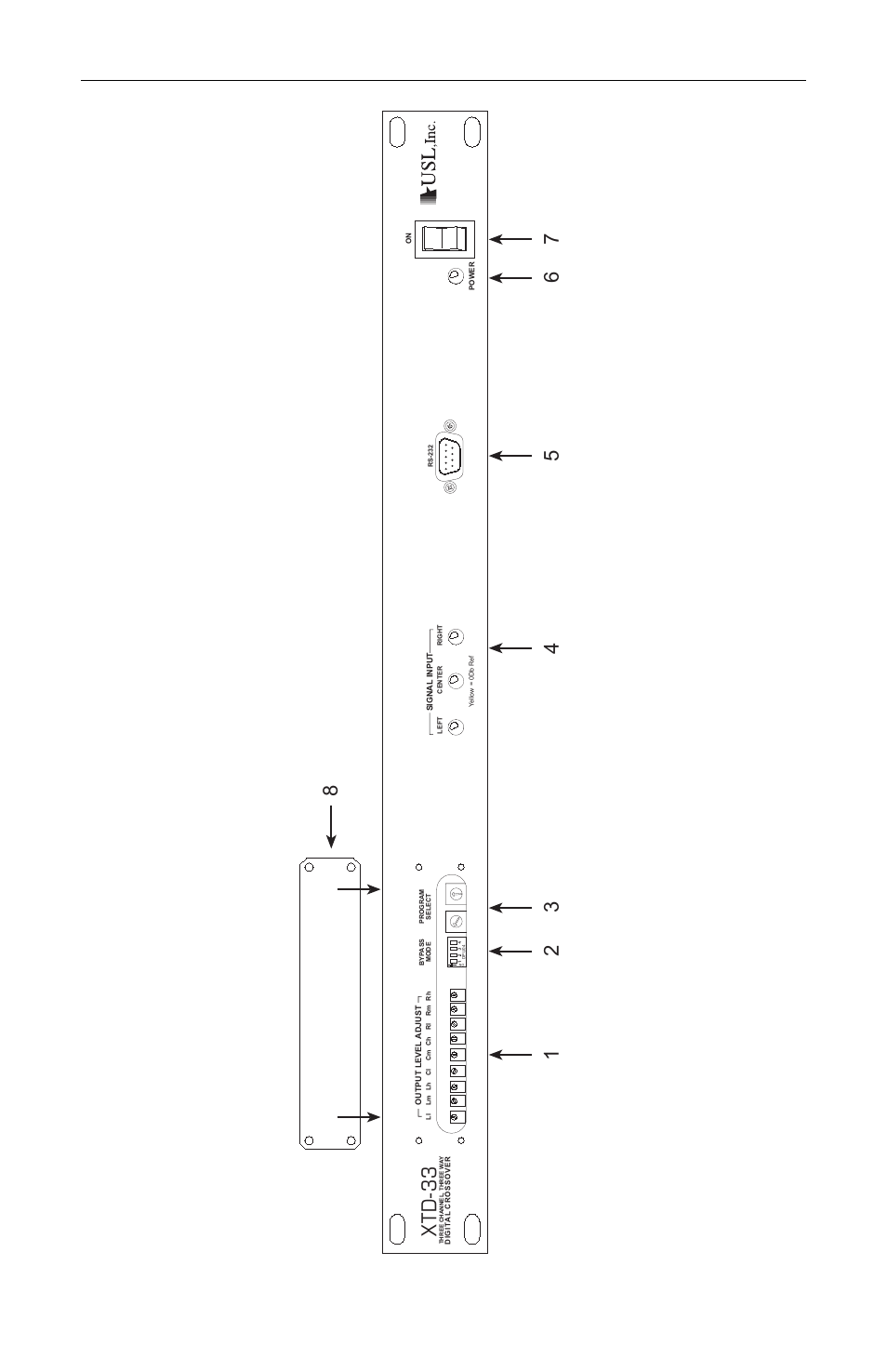 Xtd-33 f ront p anel, Xtd-33 i, Xtd-33 | Nstruction, Anual, Ltra, Tereo | USL XTD-33 User Manual | Page 8 / 24