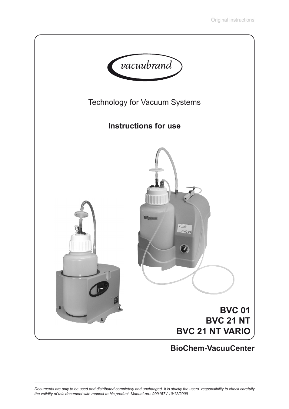 VACUUBRAND BVC 21 NT VARIO User Manual | 31 pages