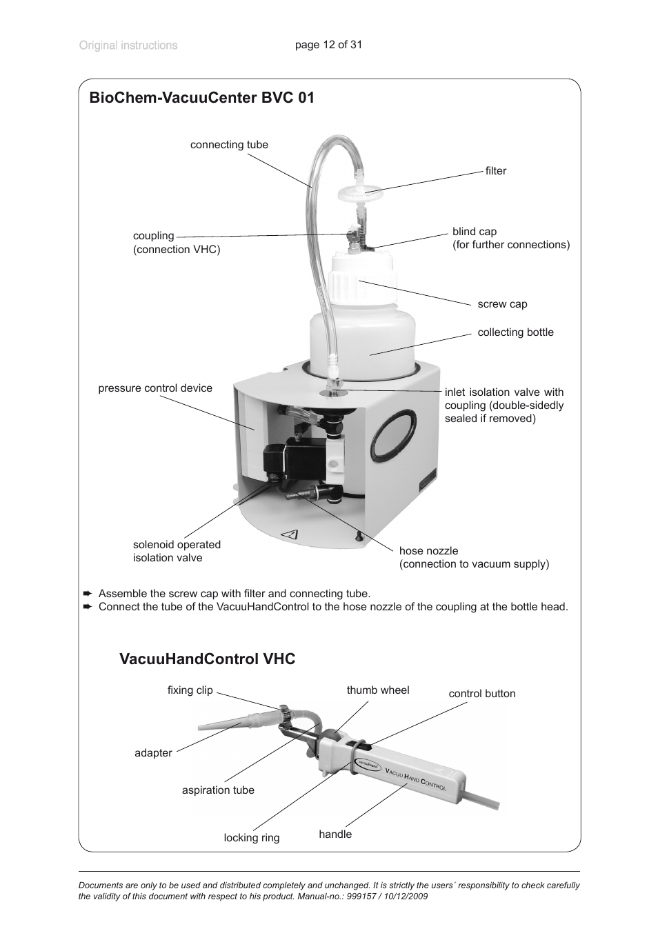 Biochem-vacuucenter bvc 01 vacuuhandcontrol vhc | VACUUBRAND BVC 21 NT VARIO User Manual | Page 12 / 31