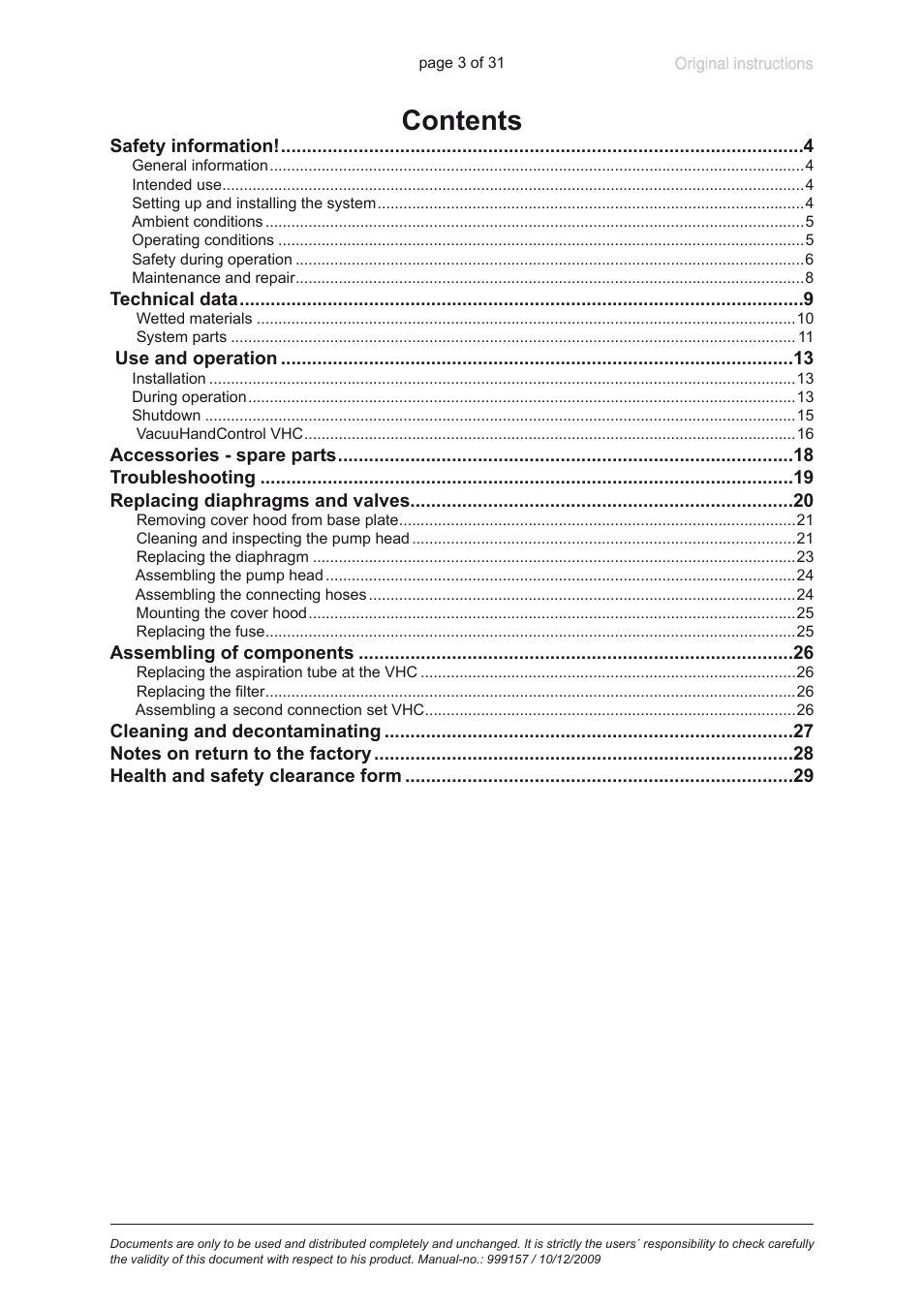 VACUUBRAND BVC 21 NT VARIO User Manual | Page 3 / 31