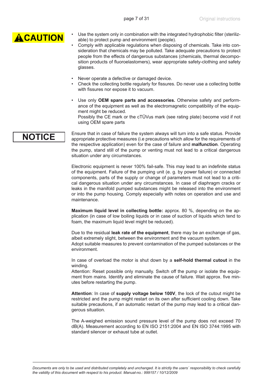 Notice | VACUUBRAND BVC 21 NT VARIO User Manual | Page 7 / 31
