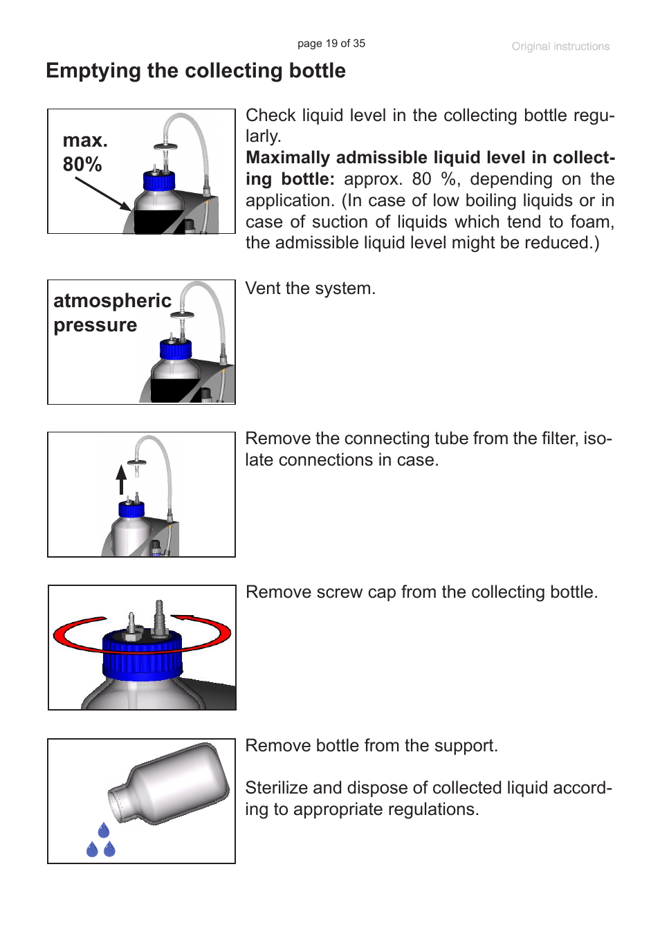 Emptying the collecting bottle | VACUUBRAND BVC basic G User Manual | Page 19 / 35