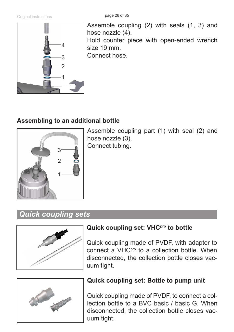 Quick coupling sets | VACUUBRAND BVC basic G User Manual | Page 26 / 35