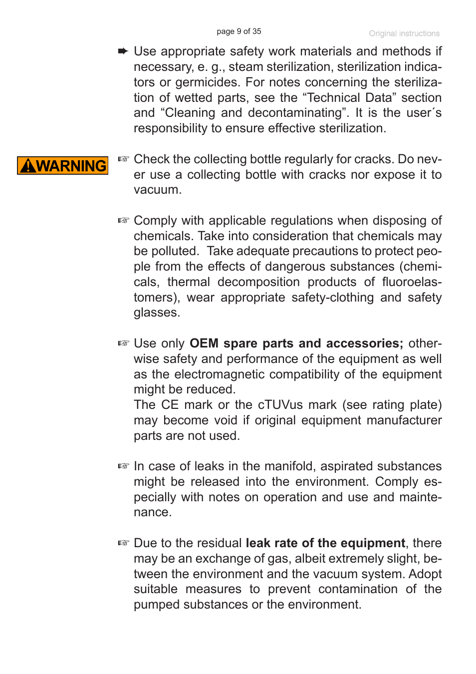 VACUUBRAND BVC basic G User Manual | Page 9 / 35