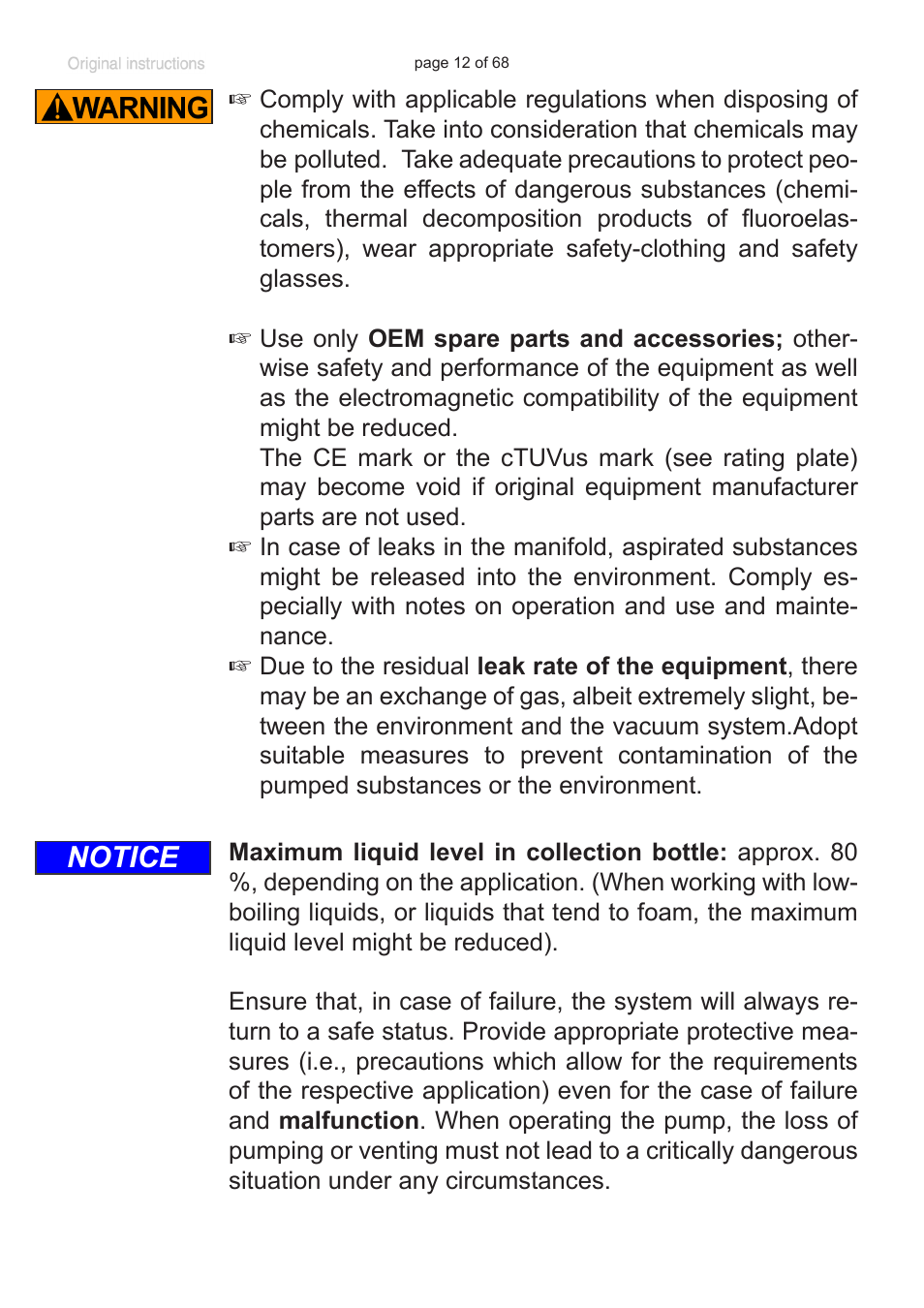 Notice | VACUUBRAND BVC professional G User Manual | Page 12 / 68
