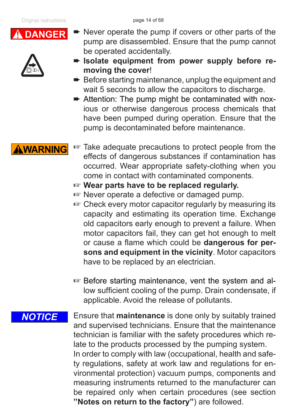 Notice | VACUUBRAND BVC professional G User Manual | Page 14 / 68