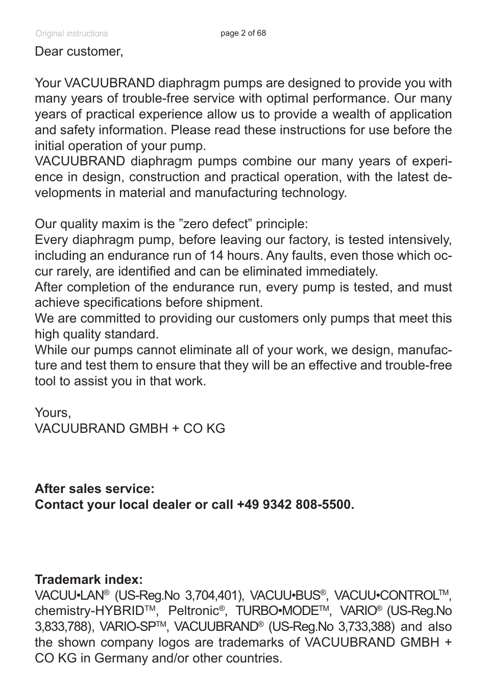 VACUUBRAND BVC professional G User Manual | Page 2 / 68