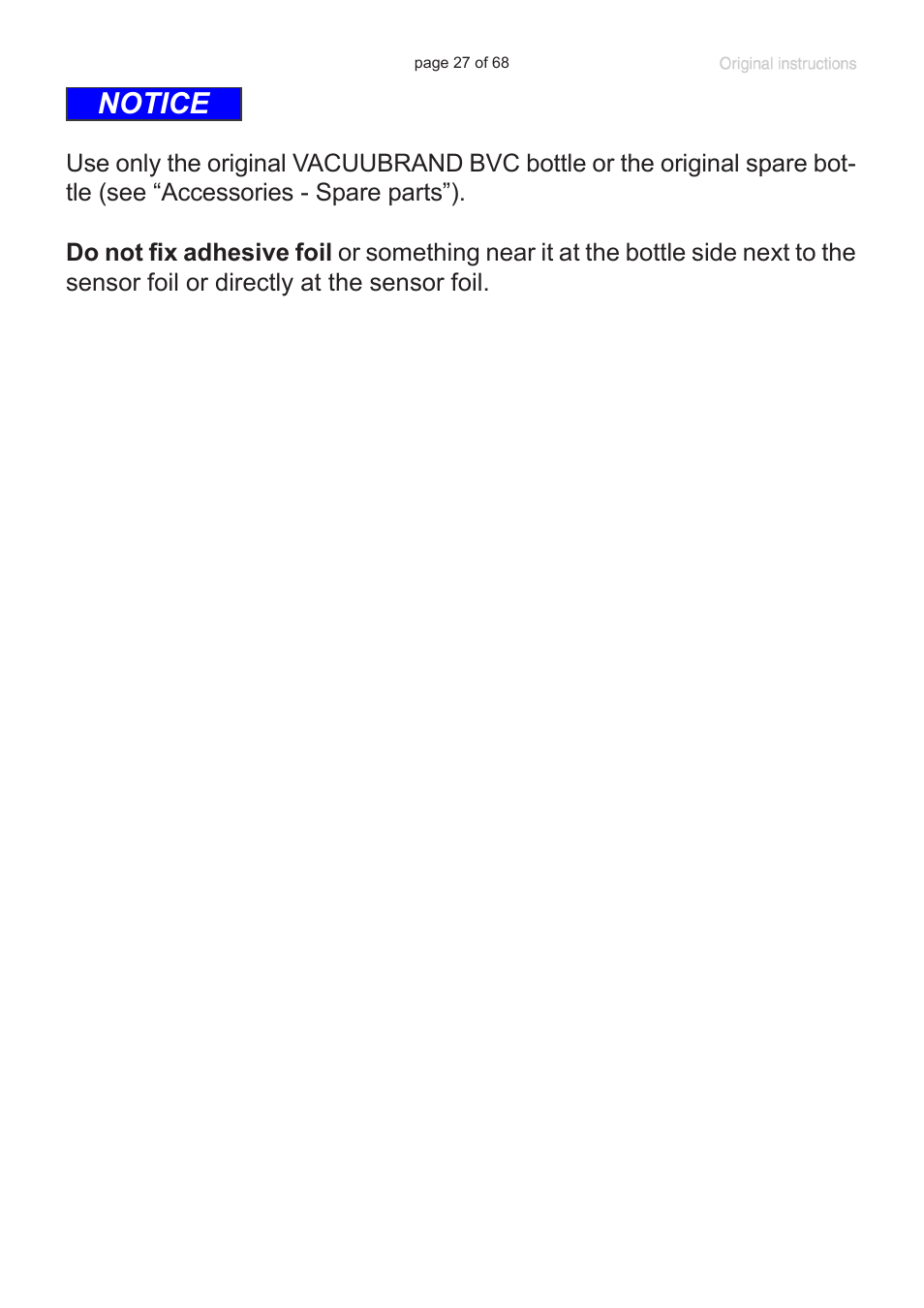 Notice | VACUUBRAND BVC professional G User Manual | Page 27 / 68