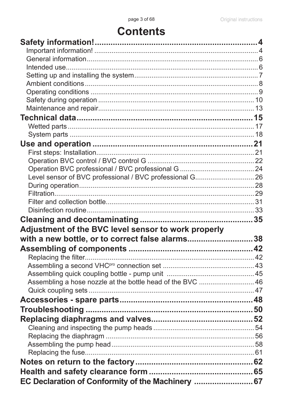 VACUUBRAND BVC professional G User Manual | Page 3 / 68