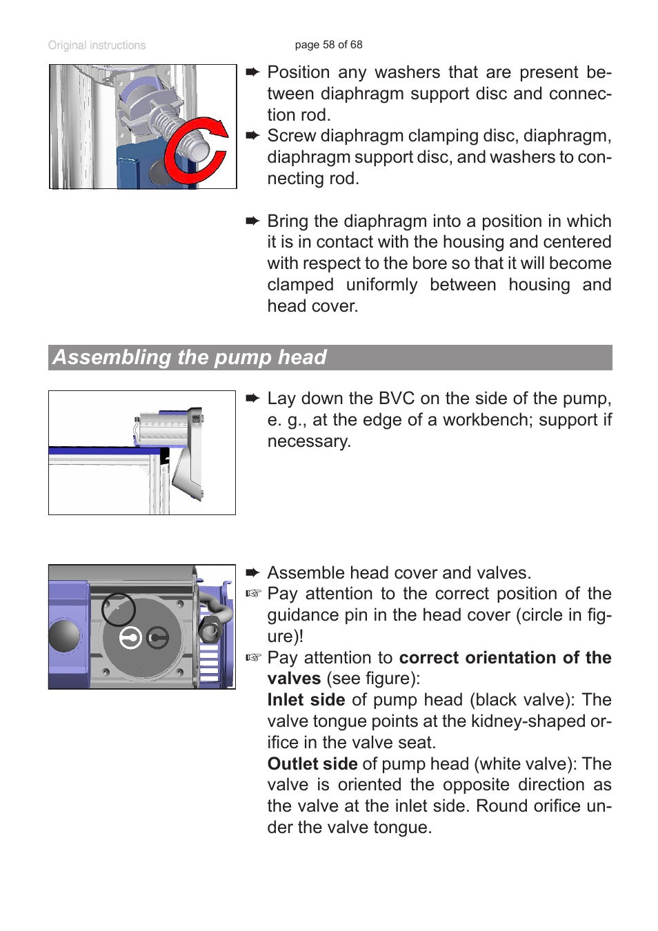 Assembling the pump head | VACUUBRAND BVC professional G User Manual | Page 58 / 68