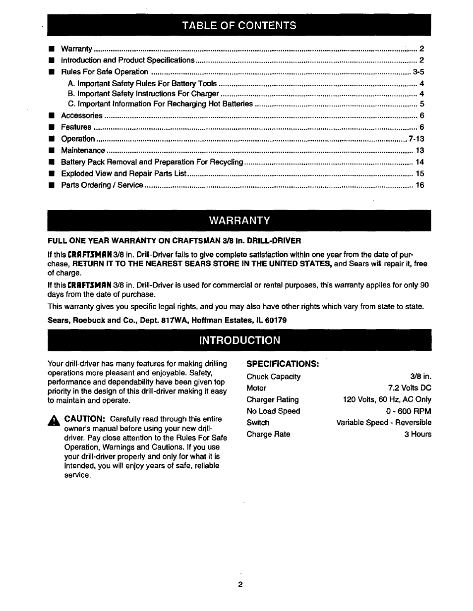 Craftsman 315.11196 User Manual | Page 2 / 16