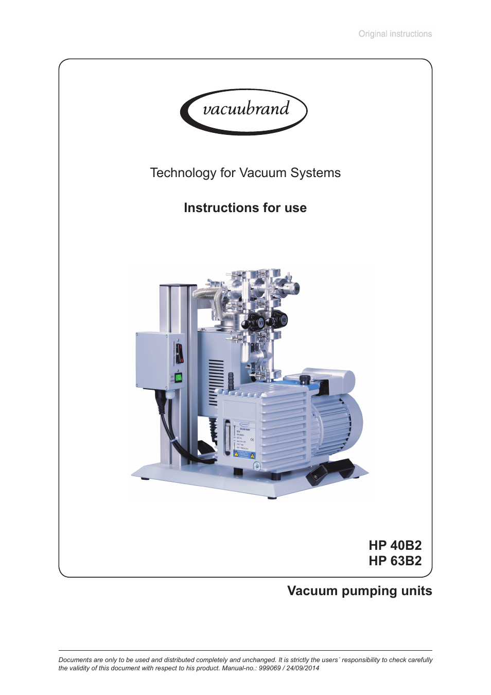 VACUUBRAND HP 63B2 User Manual | 20 pages