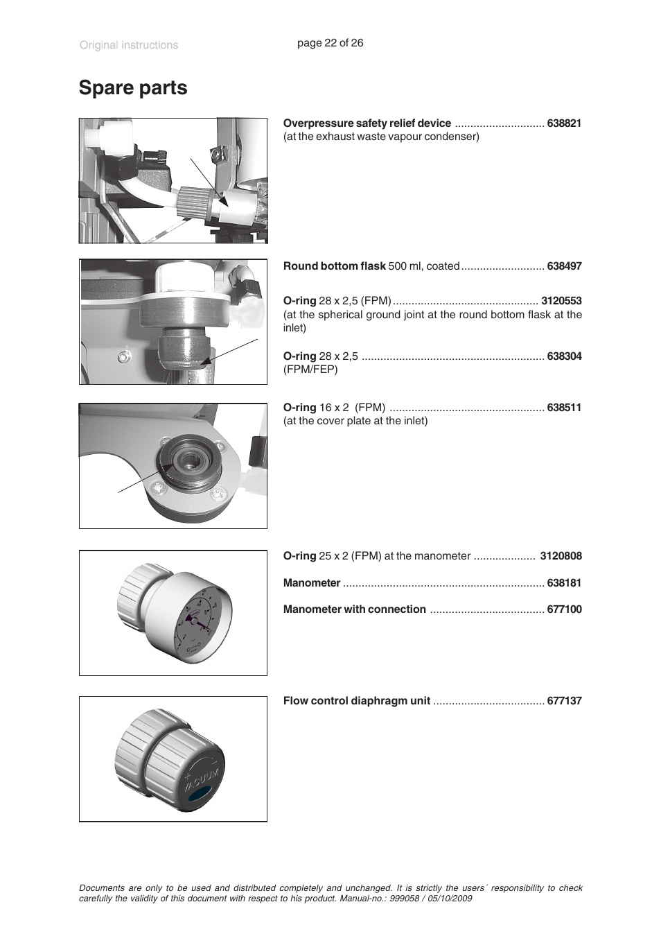 Spare parts | VACUUBRAND MZ 2C +AK+M+D User Manual | Page 22 / 26