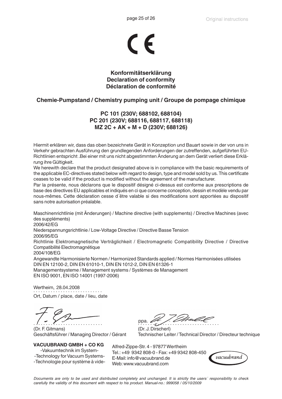 VACUUBRAND MZ 2C +AK+M+D User Manual | Page 25 / 26