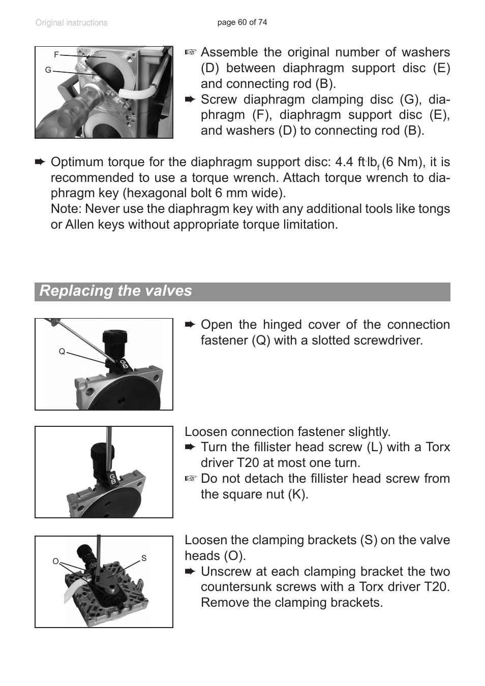 Replacing the valves | VACUUBRAND MZ 2C NT +AK+M+D User Manual | Page 60 / 74