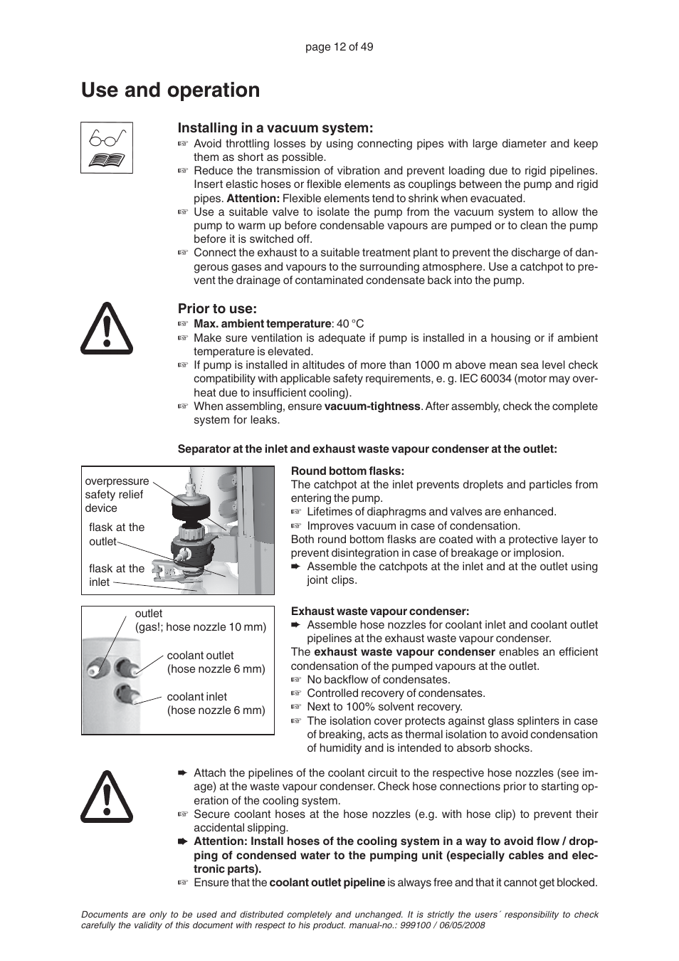 Use and operation | VACUUBRAND PC 2001 VARIO User Manual | Page 12 / 49