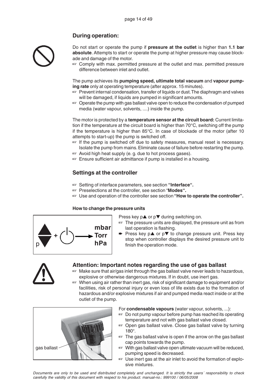 Mbar torr hpa p | VACUUBRAND PC 2001 VARIO User Manual | Page 14 / 49