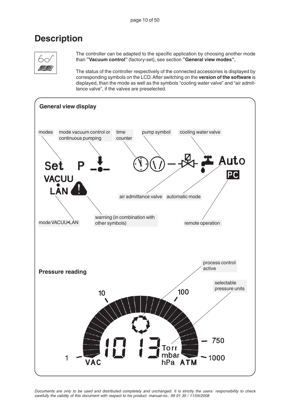 Description | VACUUBRAND PC 2001TE VARIO User Manual | Page 10 / 50