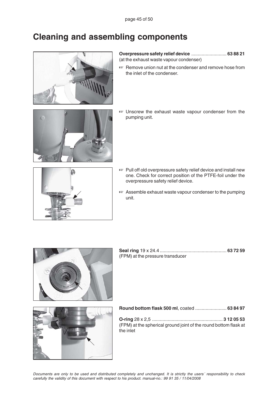 Cleaning and assembling components | VACUUBRAND PC 2001TE VARIO User Manual | Page 45 / 50