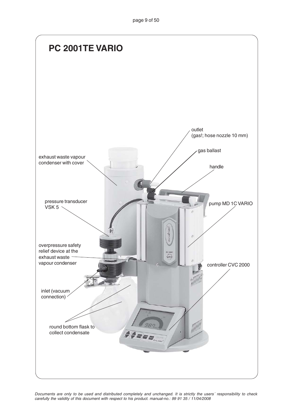 Pc 2001te vario | VACUUBRAND PC 2001TE VARIO User Manual | Page 9 / 50