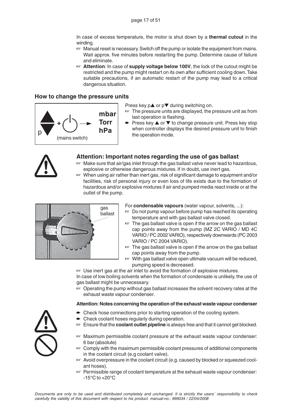 Mbar torr hpa | VACUUBRAND MZ 2C VARIO User Manual | Page 17 / 51