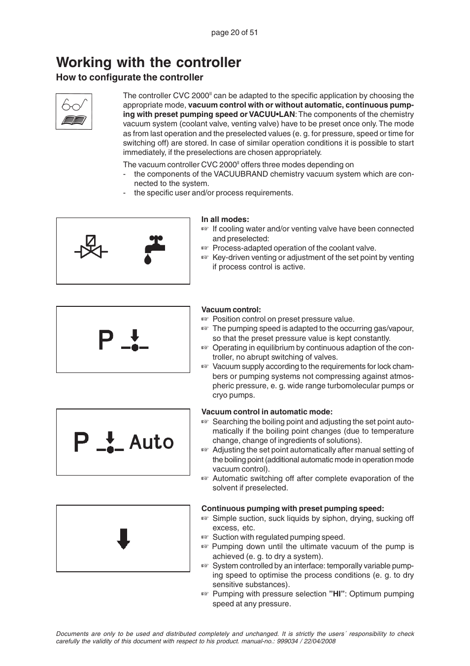 Working with the controller | VACUUBRAND MZ 2C VARIO User Manual | Page 20 / 51