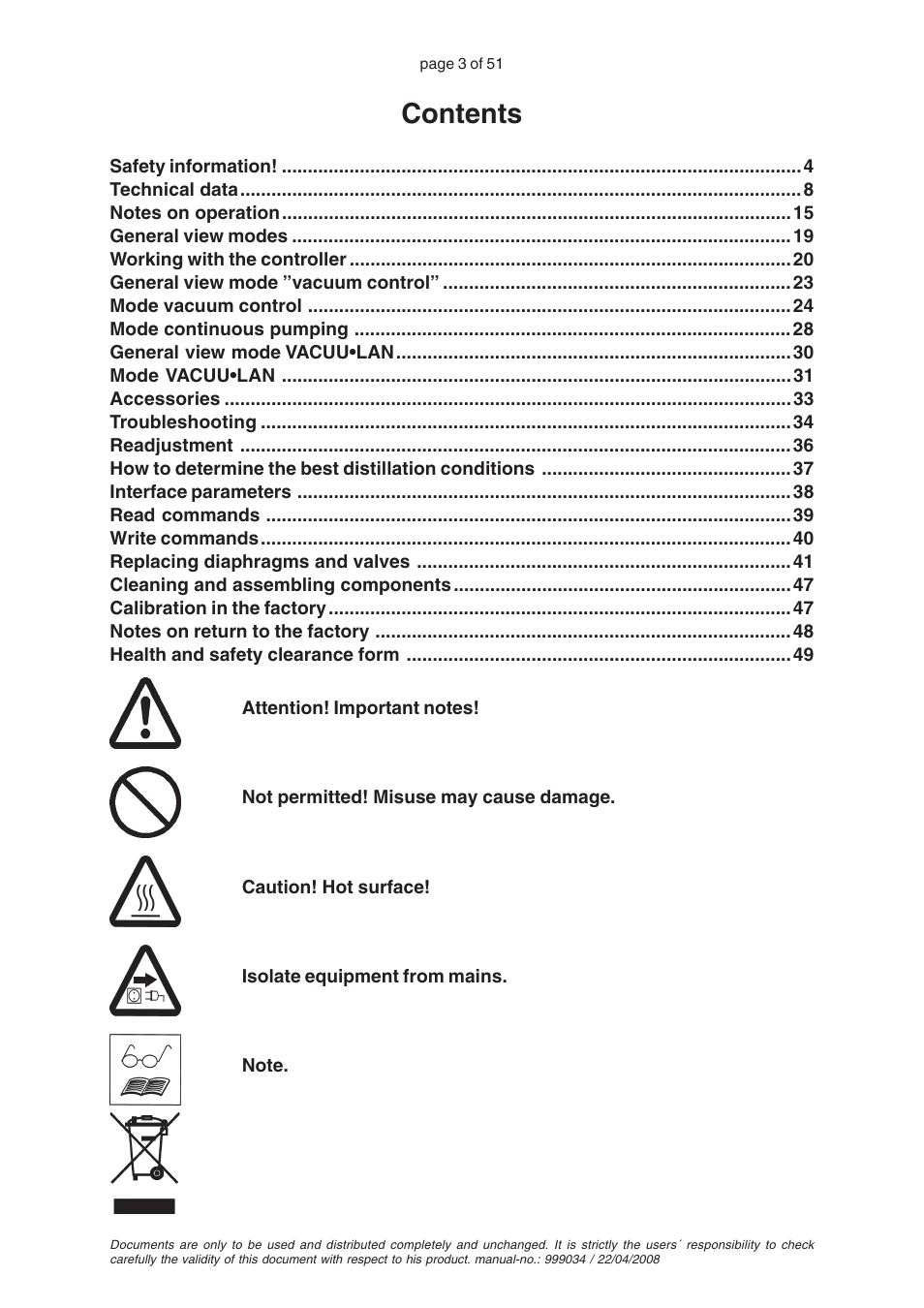 VACUUBRAND MZ 2C VARIO User Manual | Page 3 / 51