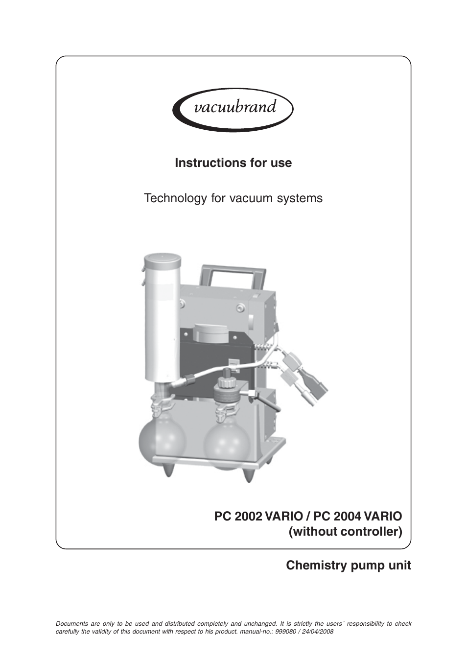 VACUUBRAND PC 2004 VARIO without controller User Manual | 25 pages