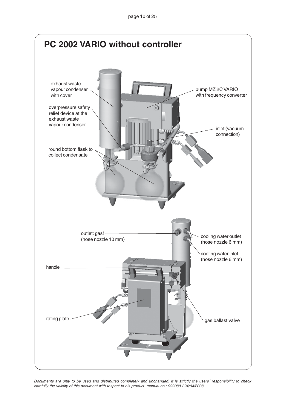 Pc 2002 vario without controller | VACUUBRAND PC 2004 VARIO without controller User Manual | Page 10 / 25