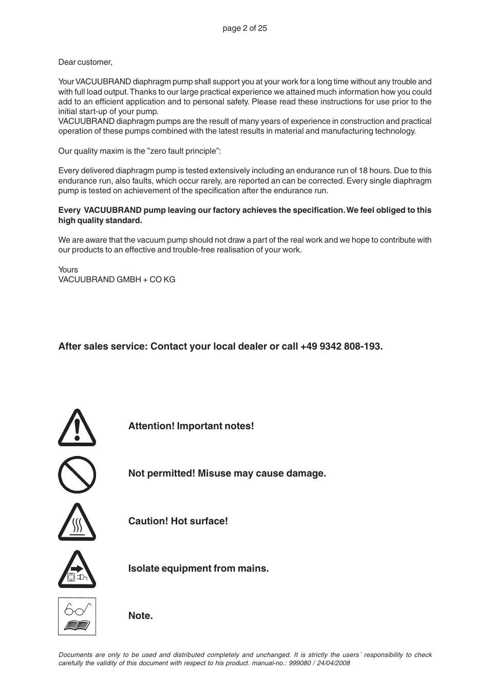 VACUUBRAND PC 2004 VARIO without controller User Manual | Page 2 / 25