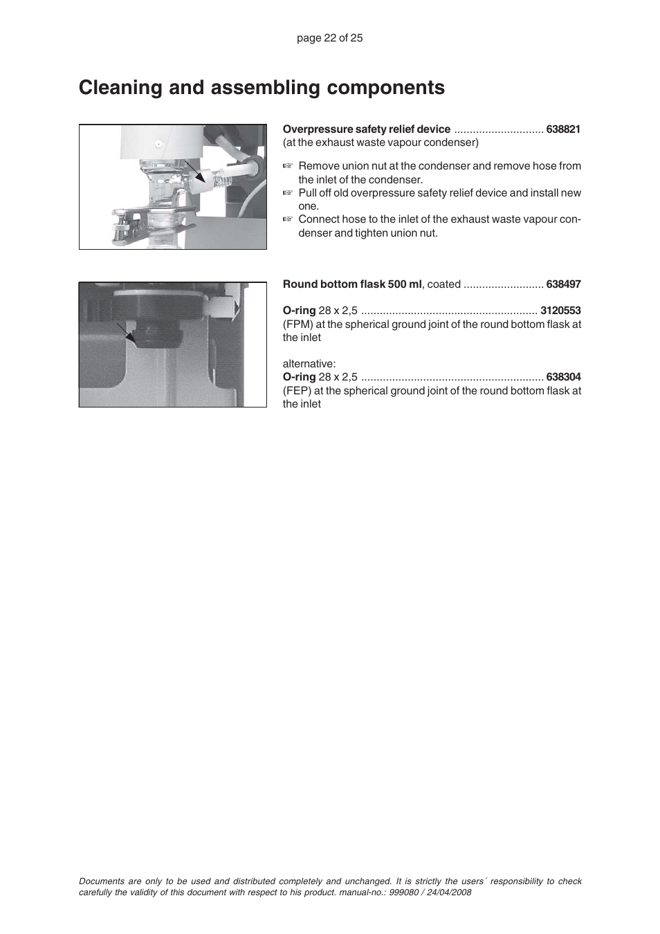 Cleaning and assembling components | VACUUBRAND PC 2004 VARIO without controller User Manual | Page 22 / 25
