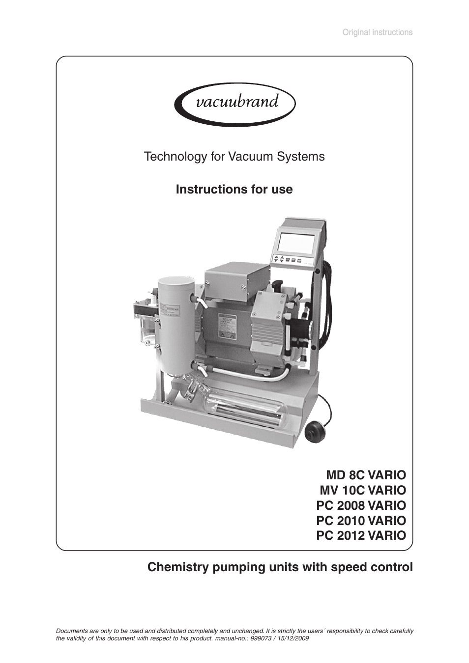 VACUUBRAND MV 10C VARIO User Manual | 51 pages