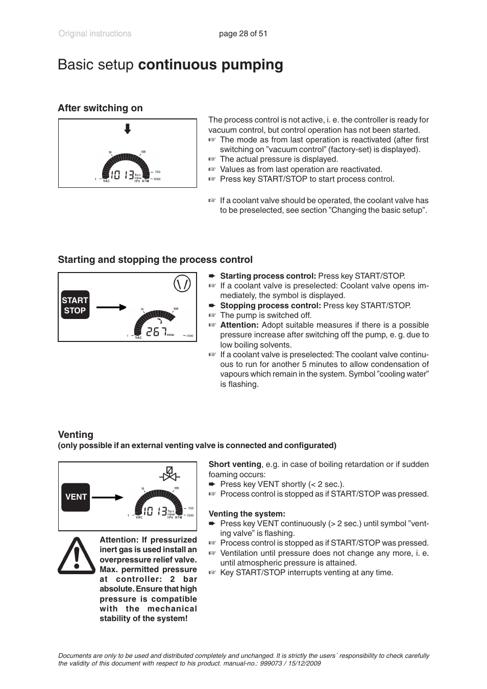 Basic setup continuous pumping | VACUUBRAND MV 10C VARIO User Manual | Page 28 / 51