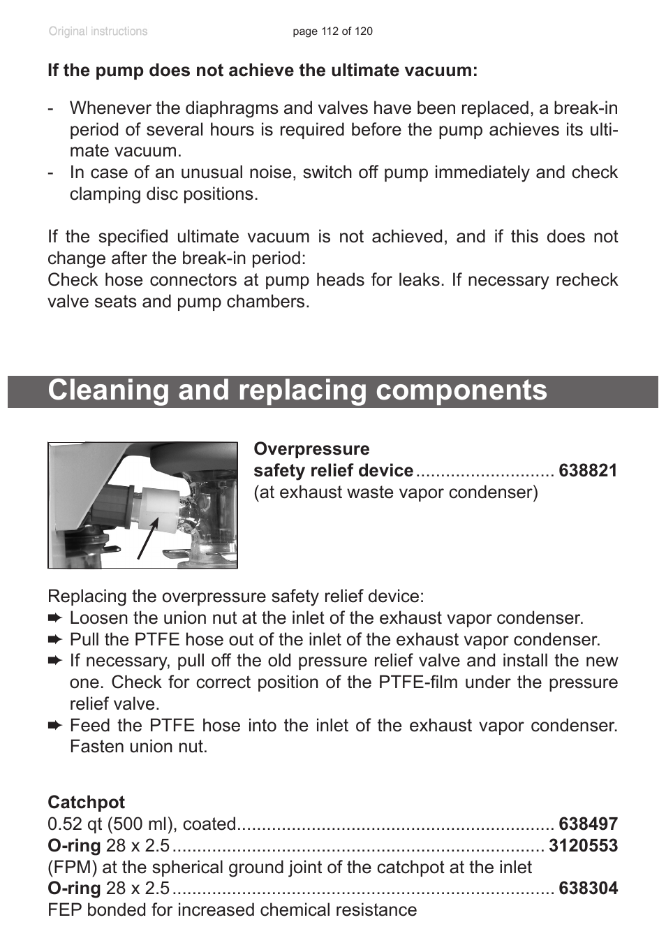 Cleaning and replacing components | VACUUBRAND PC 3001 VARIO emission condenser Peltronic User Manual | Page 112 / 120