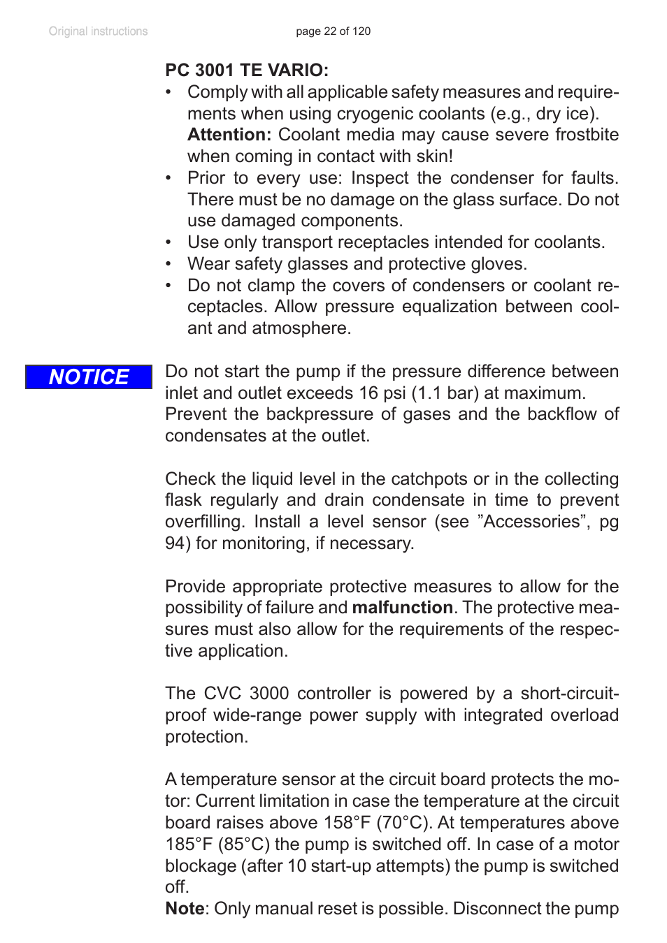 Notice | VACUUBRAND PC 3001 VARIO emission condenser Peltronic User Manual | Page 22 / 120