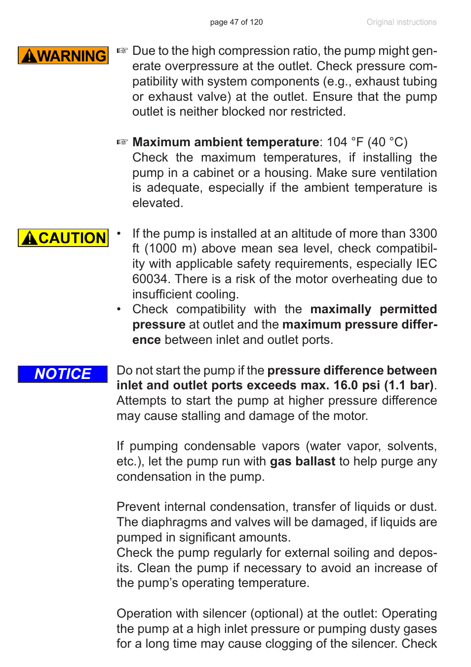 Notice | VACUUBRAND PC 3001 VARIO emission condenser Peltronic User Manual | Page 47 / 120